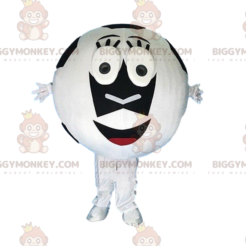 Wit en zwart voetbal BIGGYMONKEY™ mascottekostuum, sportkostuum Wit en zwart voetbal BIGGYMONKEY™ mascottekostuum, sportkostuum