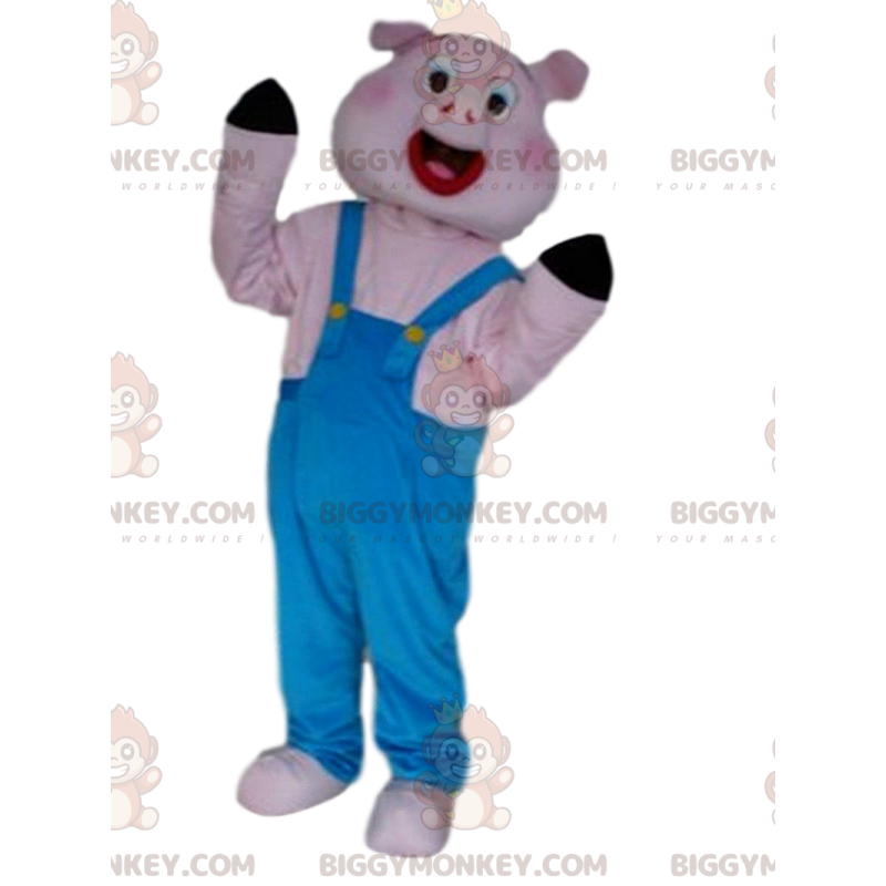 Pig in Overalls BIGGYMONKEY™ Mascot Costume, 3 Little Pigs Pig in Overalls BIGGYMONKEY™ Mascot Costume, 3 Little Pigs