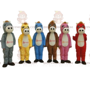 6 caballos multicolores, 6 mascotas de caballos de colores