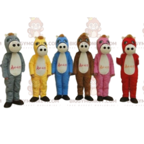 6 multicolored horses, 6 colorful horse mascot BIGGYMONKEY™s -