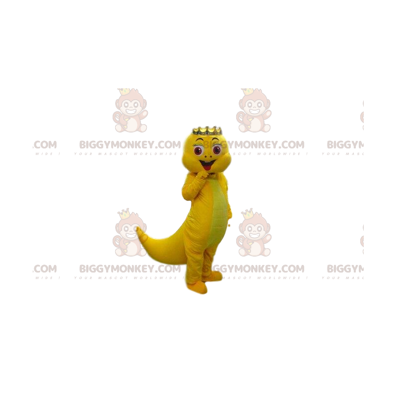 Traje de mascote de dinossauro amarelo BIGGYMONKEY™, traje de Traje de mascote de dinossauro amarelo BIGGYMONKEY™, traje de