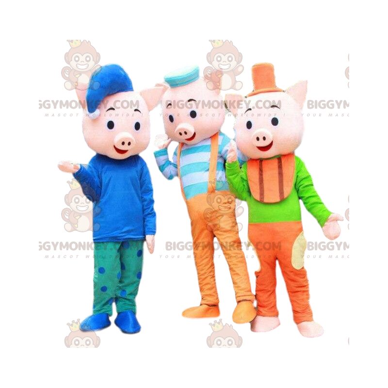 BIGGYMONKEY™ "Three Little Pigs" maskotti, 3 sian asua - BIGGYMONKEY™ "Three Little Pigs" maskotti, 3 sian asua -