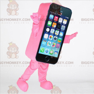Pink smartphone BIGGYMONKEY™ mascot costume, cellphone costume