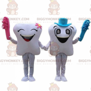 2 BIGGYMONKEY™s mascot of white teeth, couple of giant teeth -