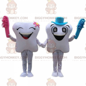 2 BIGGYMONKEY™s Maskottchen mit weißen Zähnen, zwei Riesenzähnen - Nicht klassifizierte Maskottchen - BiggyMonkey.com