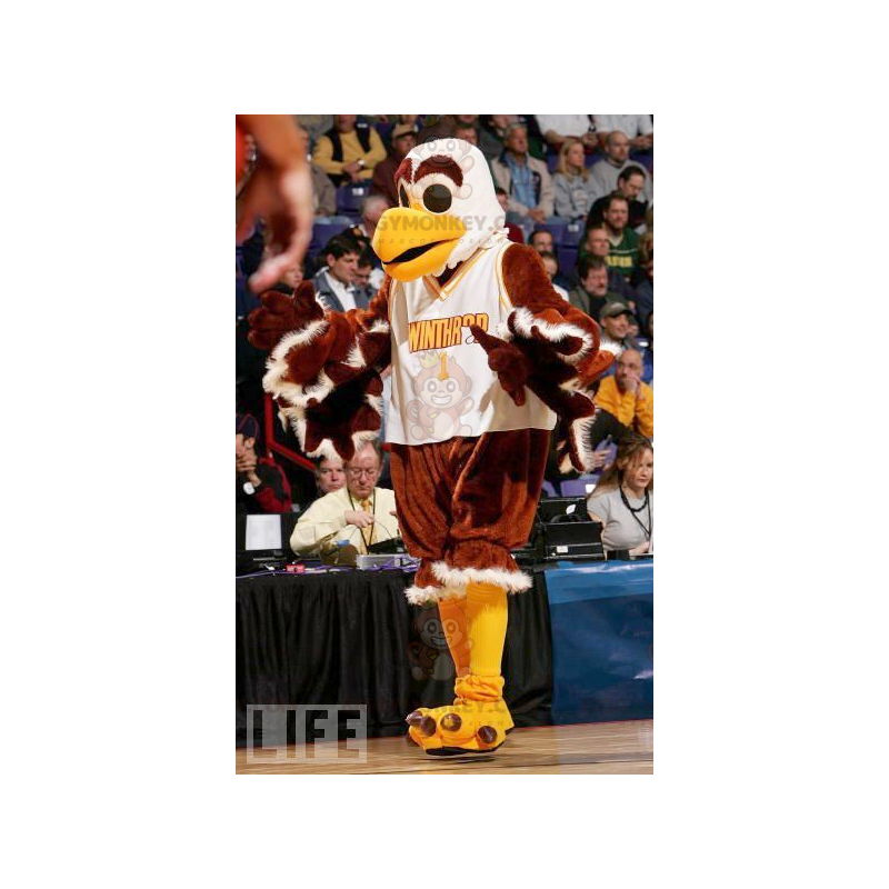 BIGGYMONKEY™ Brown White and Yellow Vulture Eagle Mascot BIGGYMONKEY™ Brown White and Yellow Vulture Eagle Mascot