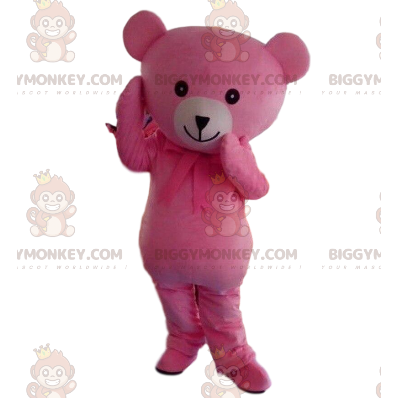 Kostium maskotki BIGGYMONKEY™ różowego i białego misia, kostium Kostium maskotki BIGGYMONKEY™ różowego i białego misia, kostium