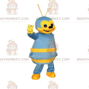 BIGGYMONKEY™ mascot costume blue and yellow bee, colorful