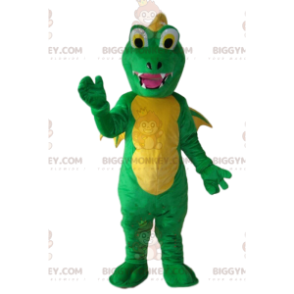 BIGGYMONKEY™ mascot costume green and yellow dragon, green