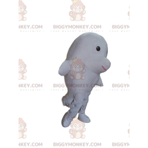 White dolphin BIGGYMONKEY™ mascot costume, giant fish costume -