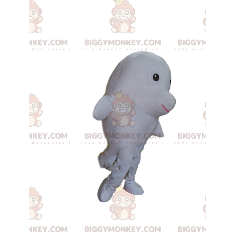 Valkoinen delfiini BIGGYMONKEY™ maskottiasu, jättiläiskalaasu - Valkoinen delfiini BIGGYMONKEY™ maskottiasu, jättiläiskalaasu -