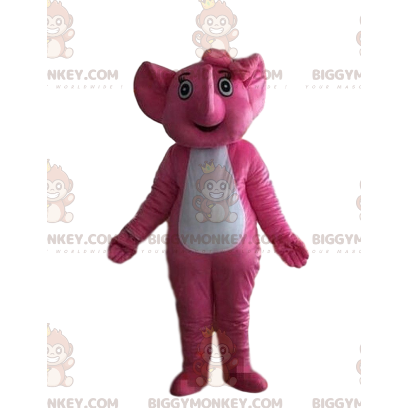 Pink and white elephant BIGGYMONKEY™ mascot costume, baby Pink and white elephant BIGGYMONKEY™ mascot costume, baby