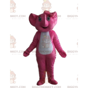 Kostým maskota růžového a bílého slona BIGGYMONKEY™, kostým slůněte - Sloní maskoti - BIGGYMONKEY_09323 - BiggyMonkey.com