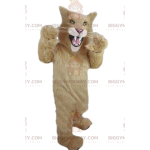 BIGGYMONKEY™ mascot costume beige puma, fierce looking feline