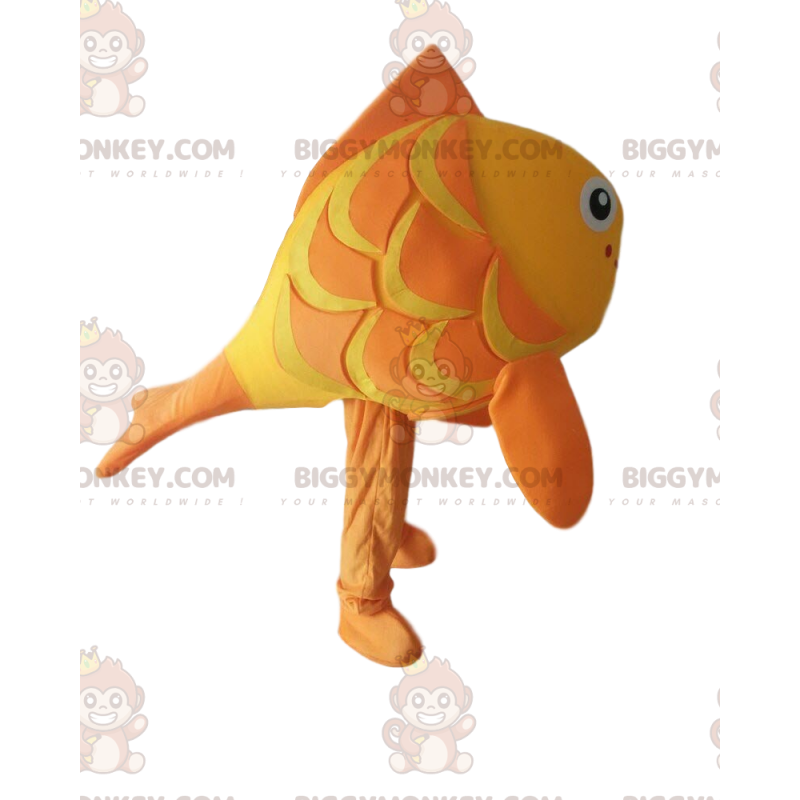 Costume de mascotte BIGGYMONKEY™ de poisson orange et jaune Costume de mascotte BIGGYMONKEY™ de poisson orange et jaune