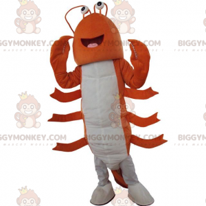 Disfraz de mascota BIGGYMONKEY™ de langosta naranja y blanca
