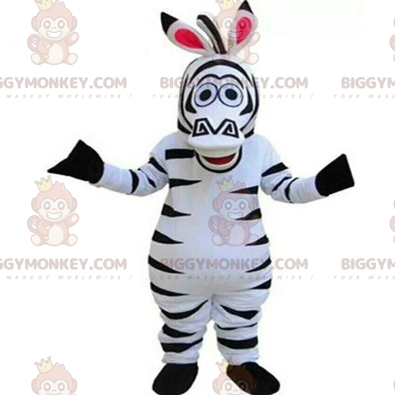 Costume de mascotte BIGGYMONKEY™ de Marty, le zèbre du dessin
