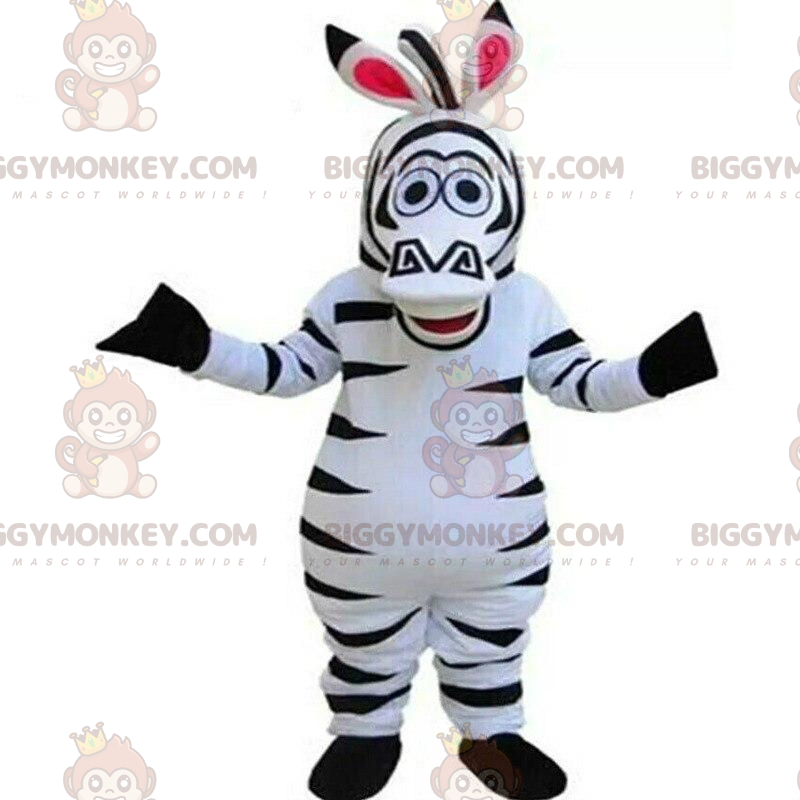 Traje de mascote BIGGYMONKEY™ de Marty, a famosa zebra do