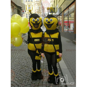 2 BIGGYMONKEY™s maskot av gule og svarte bier - Bie maskoter - BIGGYMONKEY_01052 - BiggyMonkey.com
