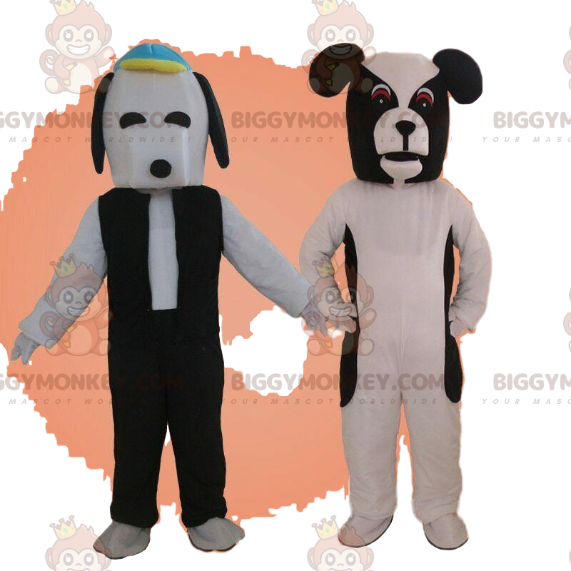 2 BIGGYMONKEY's mascotte honden, zwart-witte hondenkostuums -