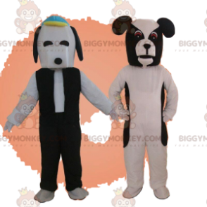 2 σκυλιά μασκότ BIGGYMONKEY™, ασπρόμαυρες στολές σκύλων -
