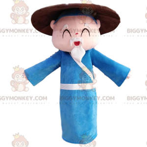 Asian old man BIGGYMONKEY™ mascot costume, grandpa costume -