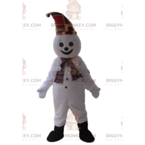 Snowman BIGGYMONKEY™ Mascot Costume, Smiling Costume -