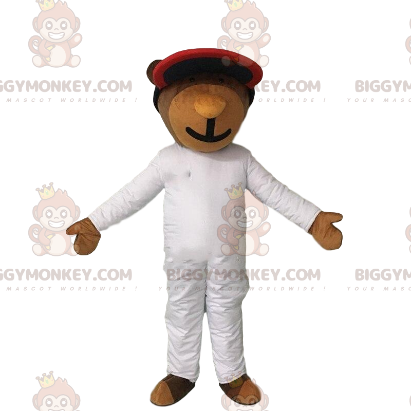 BIGGYMONKEY™ maskotkostume af bjørn i jumpsuit, futuristisk BIGGYMONKEY™ maskotkostume af bjørn i jumpsuit, futuristisk
