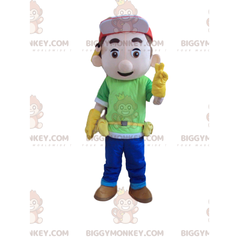 Costume de mascotte BIGGYMONKEY™ d'ouvrier, d'homme à tout Costume de mascotte BIGGYMONKEY™ d'ouvrier, d'homme à tout