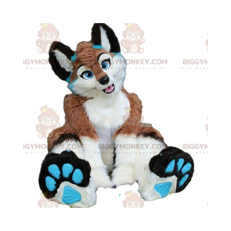 Costume de mascotte BIGGYMONKEY™ de renard marron, blanc et Costume de mascotte BIGGYMONKEY™ de renard marron, blanc et