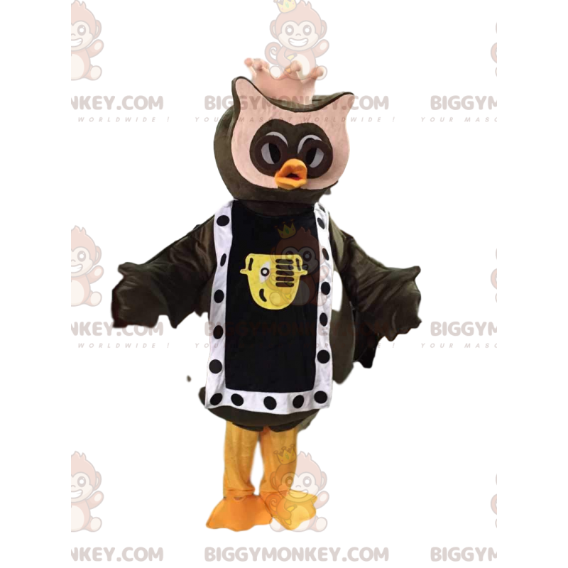 BIGGYMONKEY™ maskotdräkt av uggla med krona, kungdräkt - BIGGYMONKEY™ maskotdräkt av uggla med krona, kungdräkt -