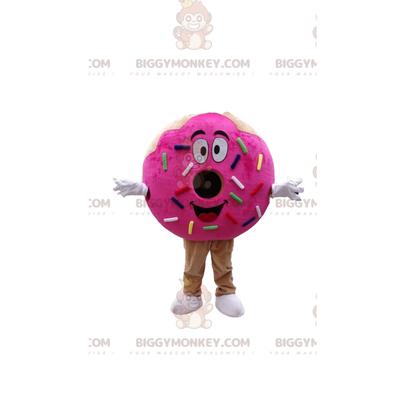 Costume de mascotte BIGGYMONKEY™ de Donuts rose, costume de Costume de mascotte BIGGYMONKEY™ de Donuts rose, costume de