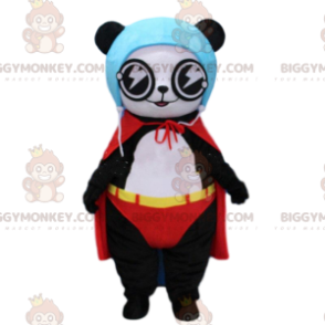 BIGGYMONKEY™ Maskottchenkostüm Panda als Superheld verkleidet