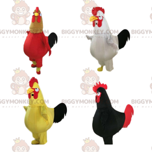 4 gigantische kleurrijke hanen, kleurrijke kippen BIGGYMONKEY's