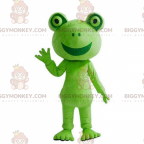 Traje de mascote de sapo verde sorridente gigante BIGGYMONKEY™