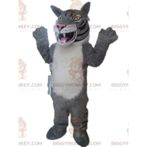 Kostým maskota BIGGYMONKEY™ šedý a bílý kostým tygra, lva a kočky - Tygří maskoti - BIGGYMONKEY_09388 - BiggyMonkey.com