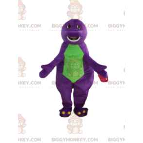 Plump og morsom Lilla og grønn dinosaur BIGGYMONKEY™ maskotkostyme - Dinosaur-maskoter - BIGGYMONKEY_09389 - BiggyMonkey.com