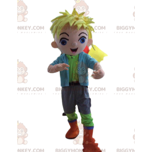 Blond pojke BIGGYMONKEY™ maskotdräkt, kostym för ung man -