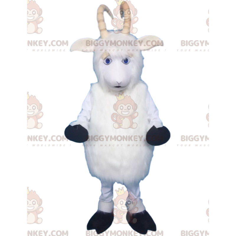 Disfraz de mascota de oveja, cabra y carnero blanco con cuernos Disfraz de mascota de oveja, cabra y carnero blanco con cuernos