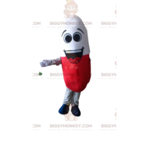 Punavalkoinen pilleri BIGGYMONKEY™ maskottiasu, lääkepuku - Luokittelemattomat maskotit - BIGGYMONKEY_09394 - BiggyMonkey.com