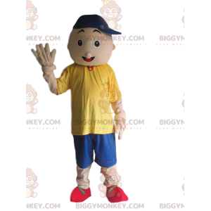 Young boy BIGGYMONKEY™ mascot costume, child costume with cap -