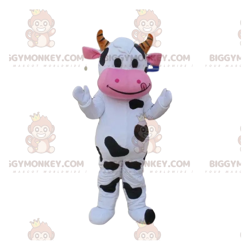 Disfraz de mascota BIGGYMONKEY™ de vaca blanca y negra, disfraz