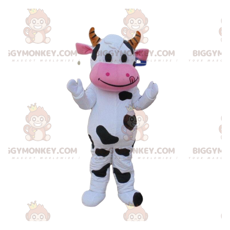 Witte en zwarte koe BIGGYMONKEY™ mascottekostuum Witte en zwarte koe BIGGYMONKEY™ mascottekostuum