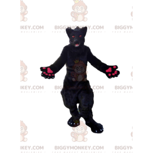 BIGGYMONKEY™ zwart-roze wolf mascottekostuum, pluche