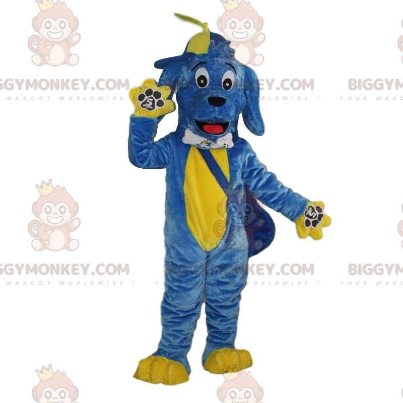 Blauer und gelber Hund BIGGYMONKEY™ Maskottchenkostüm Blauer und gelber Hund BIGGYMONKEY™ Maskottchenkostüm