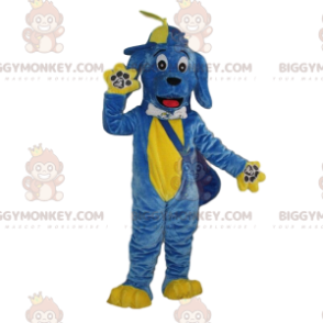 Blue and yellow dog BIGGYMONKEY™ mascot costume, colorful doggie costume - Dog mascots - BIGGYMONKEY_09403 - BiggyMonkey.com