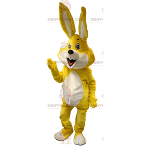 Kæmpe hvid og gul kanin BIGGYMONKEY™ maskotkostume