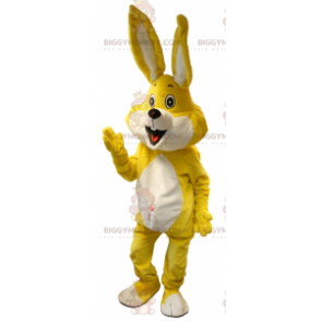 Kæmpe hvid og gul kanin BIGGYMONKEY™ maskotkostume -