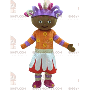 Colorful African girl BIGGYMONKEY™ mascot costume, African girl