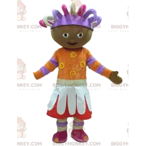 Färgglad afrikansk tjej BIGGYMONKEY™ maskotdräkt, afrikansk